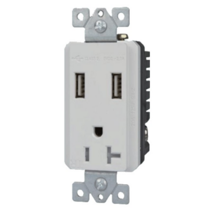 RECEPT. TR CON DUAL USB CHARGER 20A IVORY