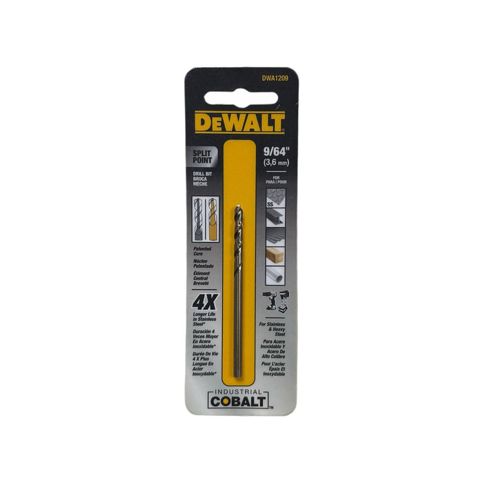 BARRENA PARA METAL, 9/64" DE COBALTO, SPLIT POINT, PARA MADERA, METAL Y PVC, DEWALT, DWA1209